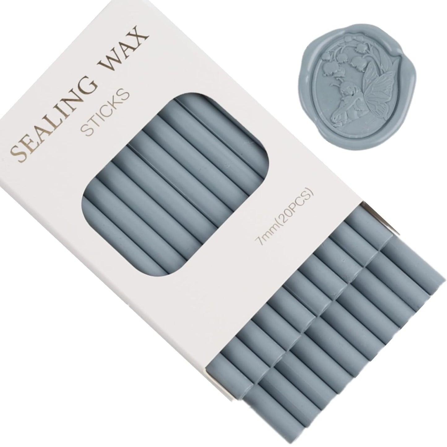 Dust Blue Wax Seal Sticks, ONWINPOR 20pcs Glue Gun Wax Sealing Sticks for Wax Seal Stamp, Wedding Invitations, Envelope Letter Sealing (20, Dusty Blue)