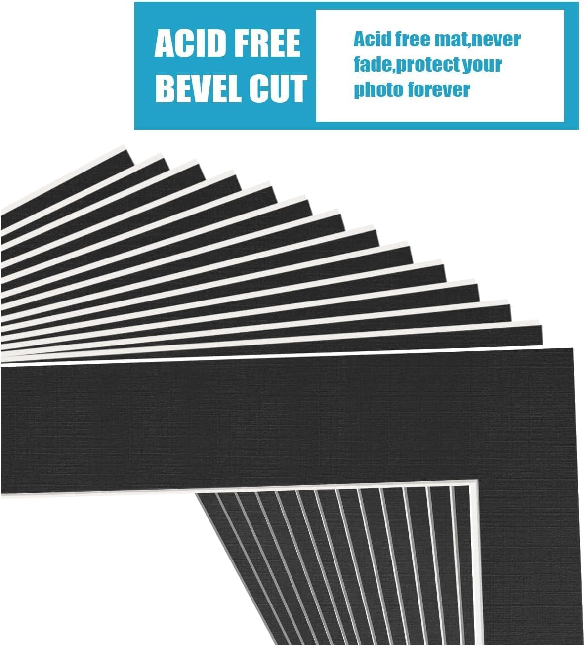 Egofine 11x14 Black Picture Mats Pack of 11, Frame Mattes for 8x10 Pictures, Acid Free, 1.2mm Thickness, with Core Bevel Cut