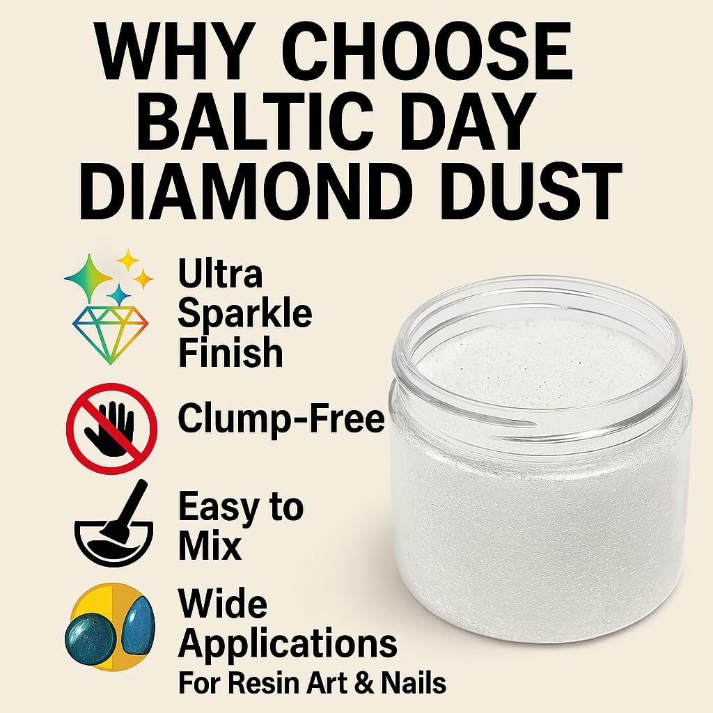 BALTIC DAY Diamond Dust – 6 Color Luxury Glitter Set for Epoxy Resin – Ultra Sparkle Mica Powder for Crafts, Tumblers, Jewelry & Art – Brilliant Crystal Shimmer Pigments