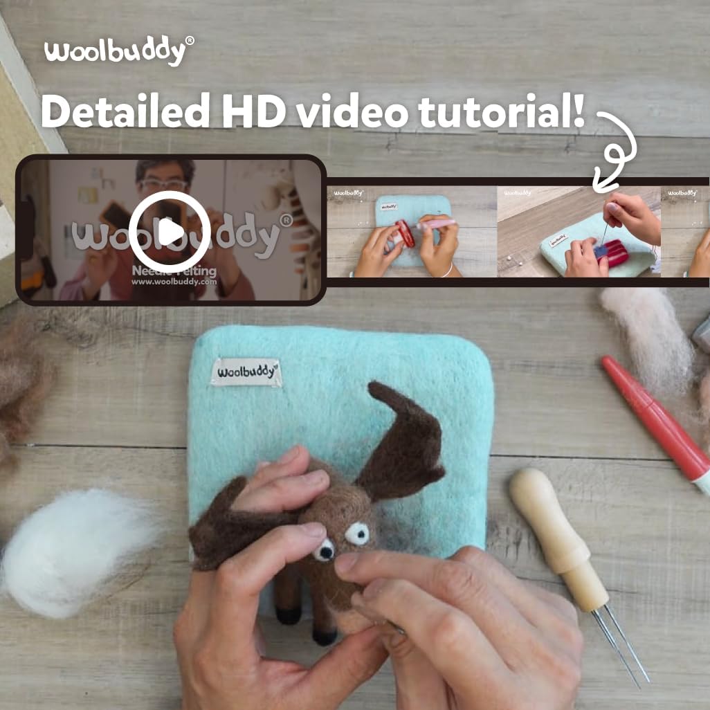 Woolbuddy Needle Felting Kit for Beginners & Adults – DIY Sheep Animal Craft Kit – Complete Starter Set with Wool, Needles & Step-by-Step Instructions