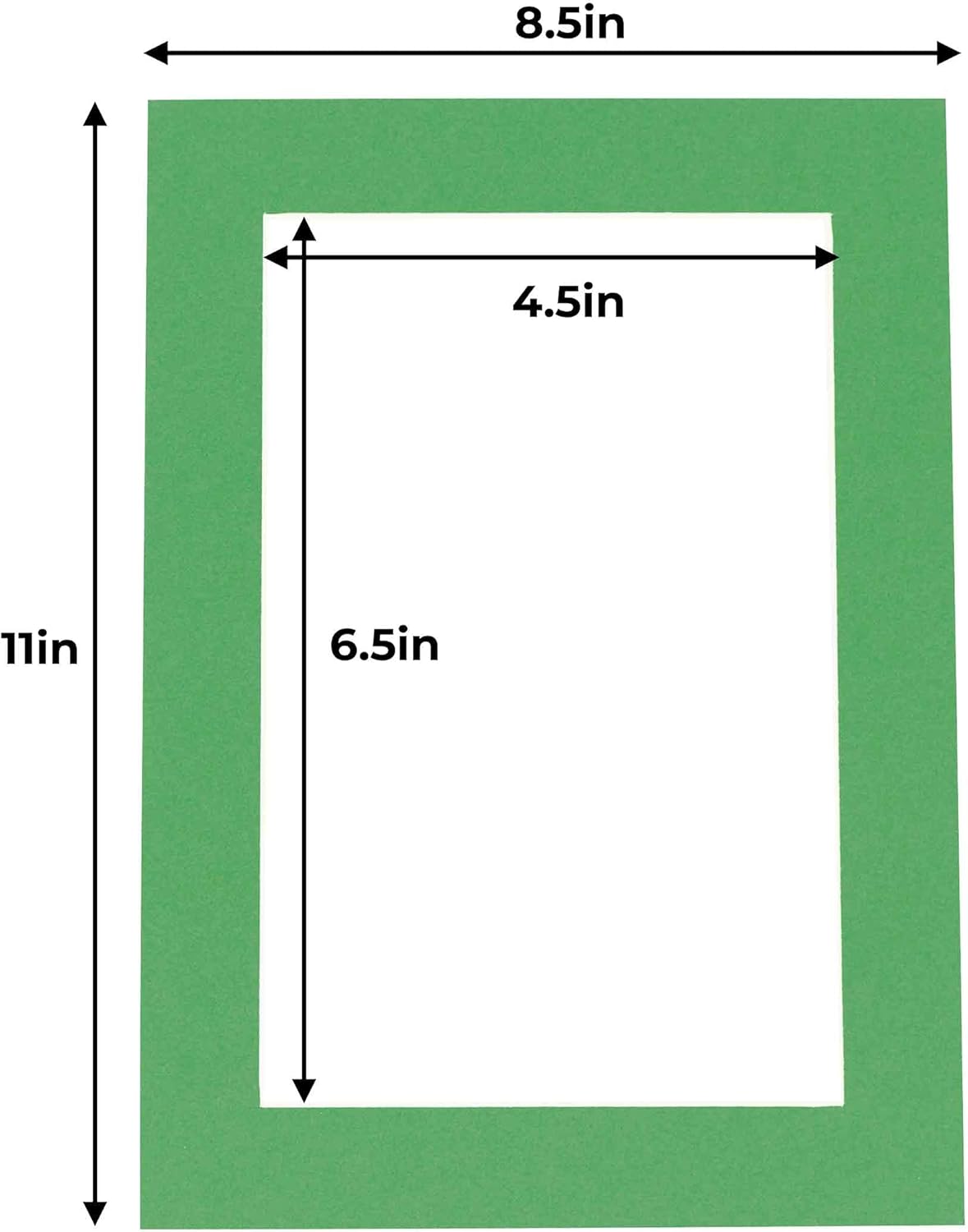 5x7 Mat for 8.5x11 Frame - Precut Mat Board Acid-Free Show Kit with Backing Board, and Clear Bags Bright Green 5x7 Photo Matte Made to Fit a 8.5x11 Picture Frame Matboard for Framing, Pack of 25 Mats