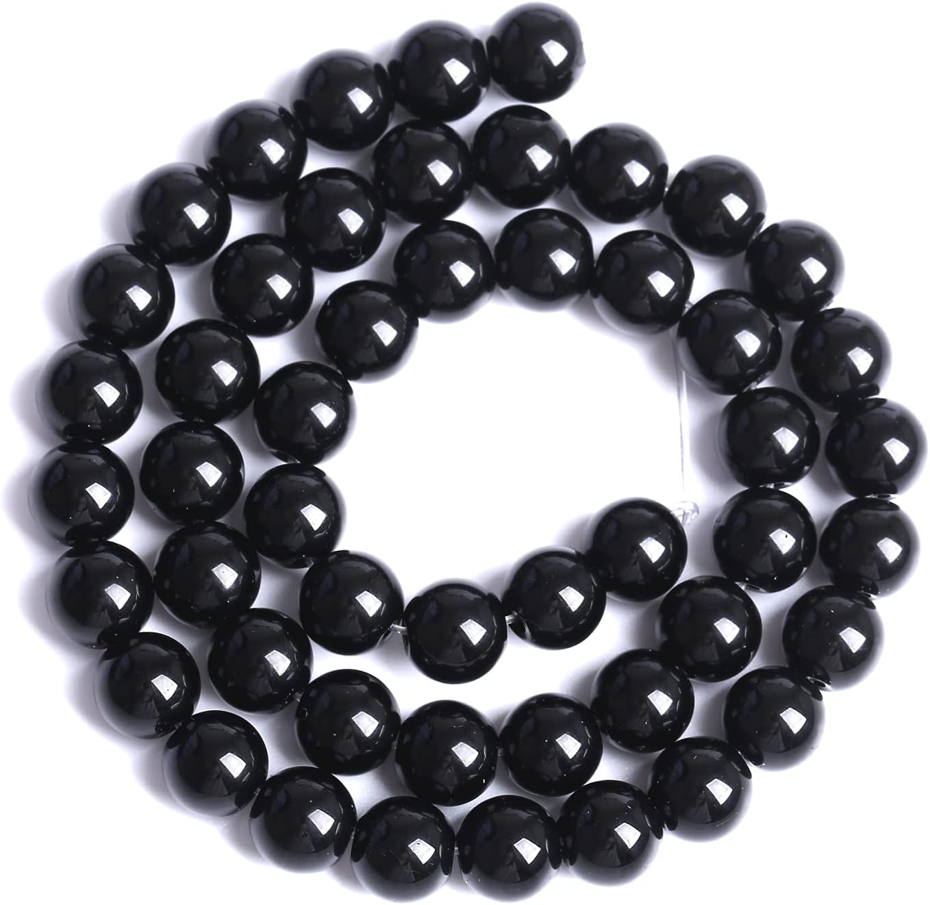 4mm 186pcs Natural Black Agates Onyx Stone Beads Smooth Round Loose Spacer Beads for Jewelry Making DIY Bracelets 32" 2 Strands