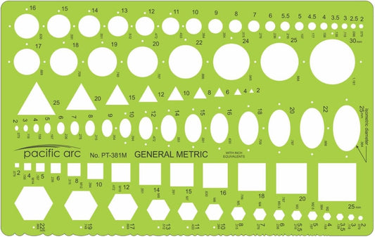 Pacific Arc Template: Combo Metric Circle Master, 2mm to 50mm 8.89" x 8.81"
