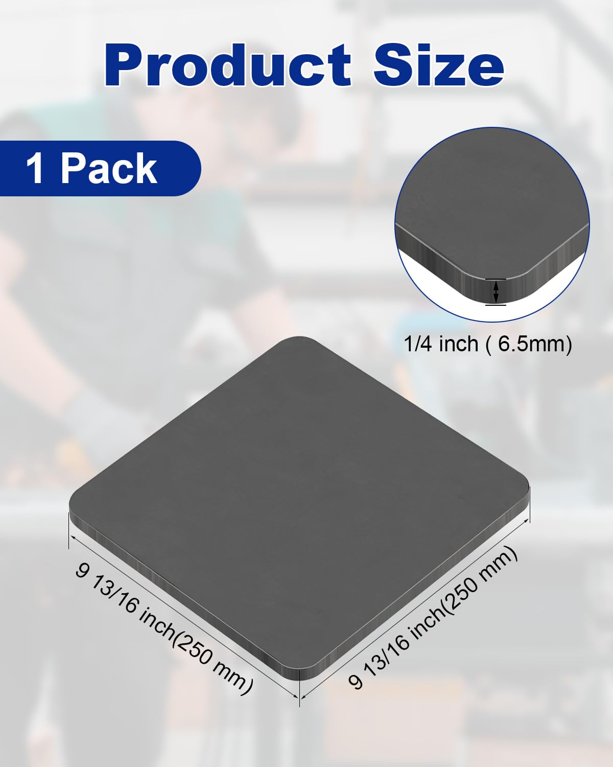 Rocaris 10 X 10 X 1/4 Inch A36 Steel Plate Hot Rolled, Metal Square Plate for Construction Boards, Structure Support, Weldable Square and Industrial