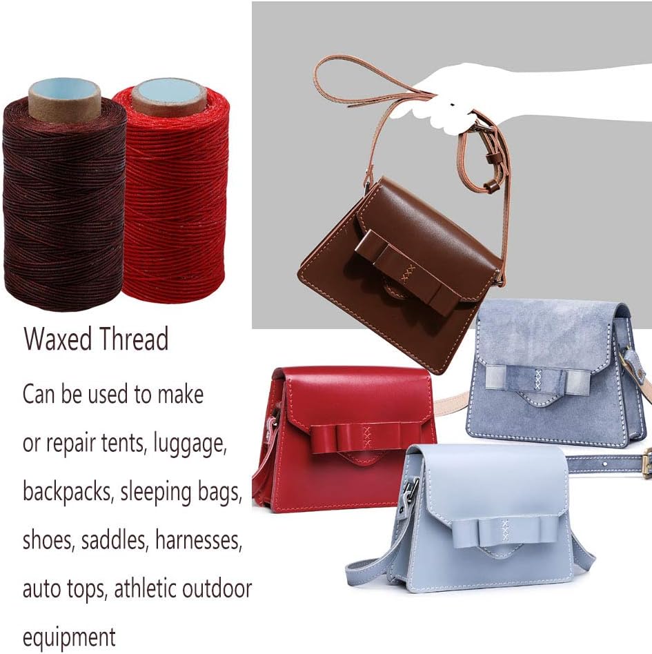 284 Yards Waxed Thread, 210D Heavy Duty for Leather Sewing, Upholstery, 0.8mm Flat Waxed for Bookbinding, Shoe Repairing, Leather Projects