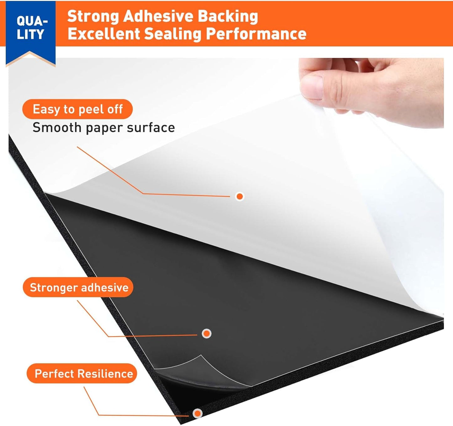 MAGZO Backed Adhesive Foam Padding 1/2" Thick x 12" W x 59" L, Black Neoprene Sheets, Closed Cell Foam Sheet Roll