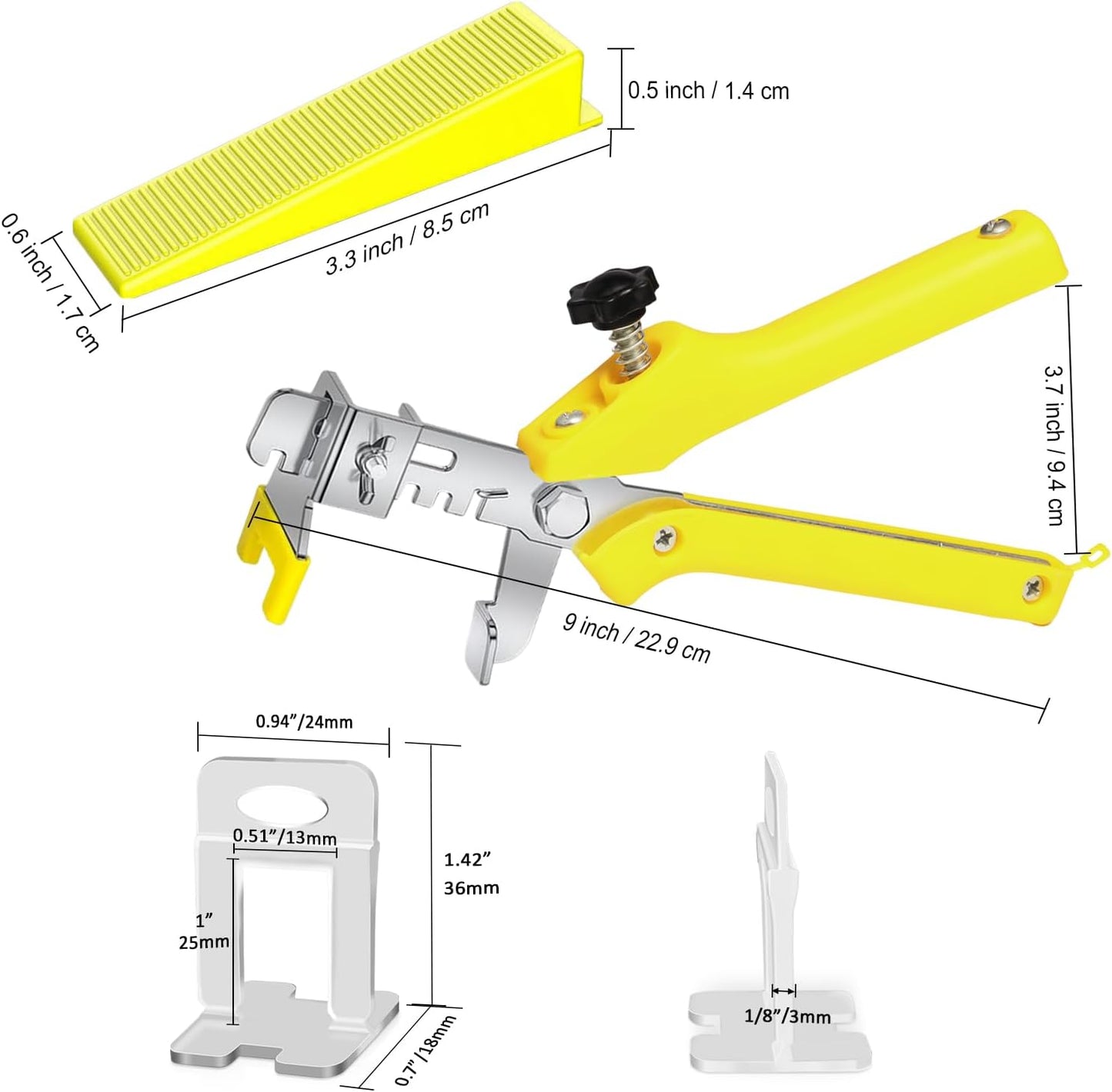Storystore Tile Leveling System with Tile Pliers - 3400 Piece Tile Spacers Clips and 200 Piece Reusable Wedges, 1/8 Inch Tile Installation Tools Kit