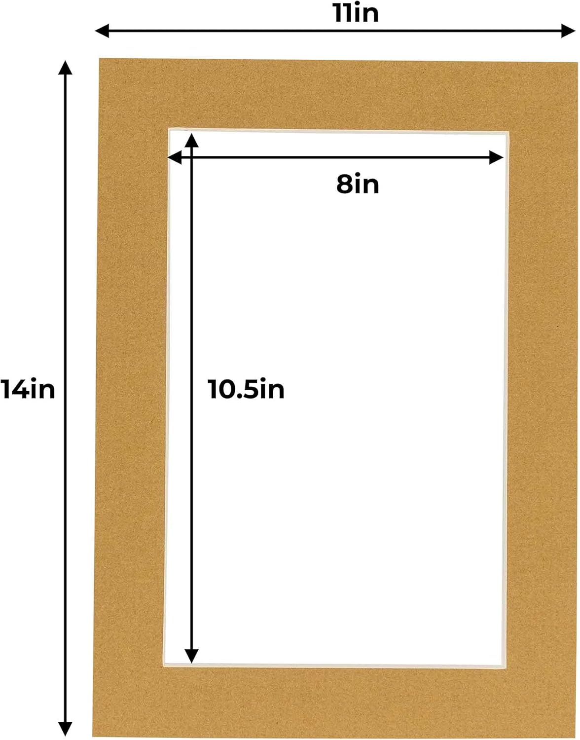 11x14 Mat for 8.5x11 Photo - Precut Rattan Beige Picture Matboard for Frames Measuring 11 x 14 Inches - Bevel Cut to Display Art 8.5 x 11 Inches - Acid Free ONE MAT with Backing Board & Clear Bag