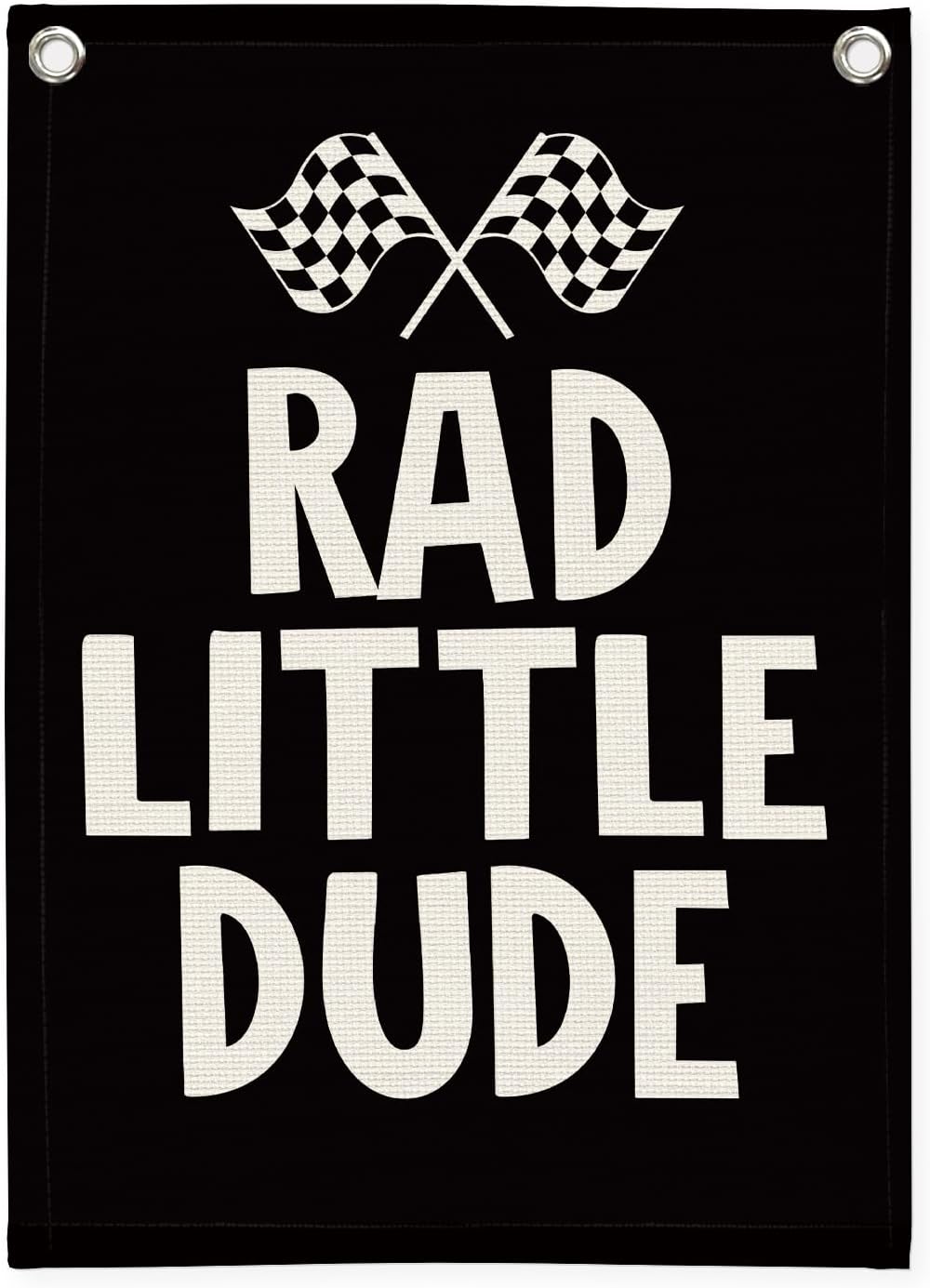 Race Car Room Decor, Rad Little Dude Linen Canvas Banner for Boy Room Decor, Playroom Toddler Boys Bedroom Kidsroom Decor 18x25 Inch