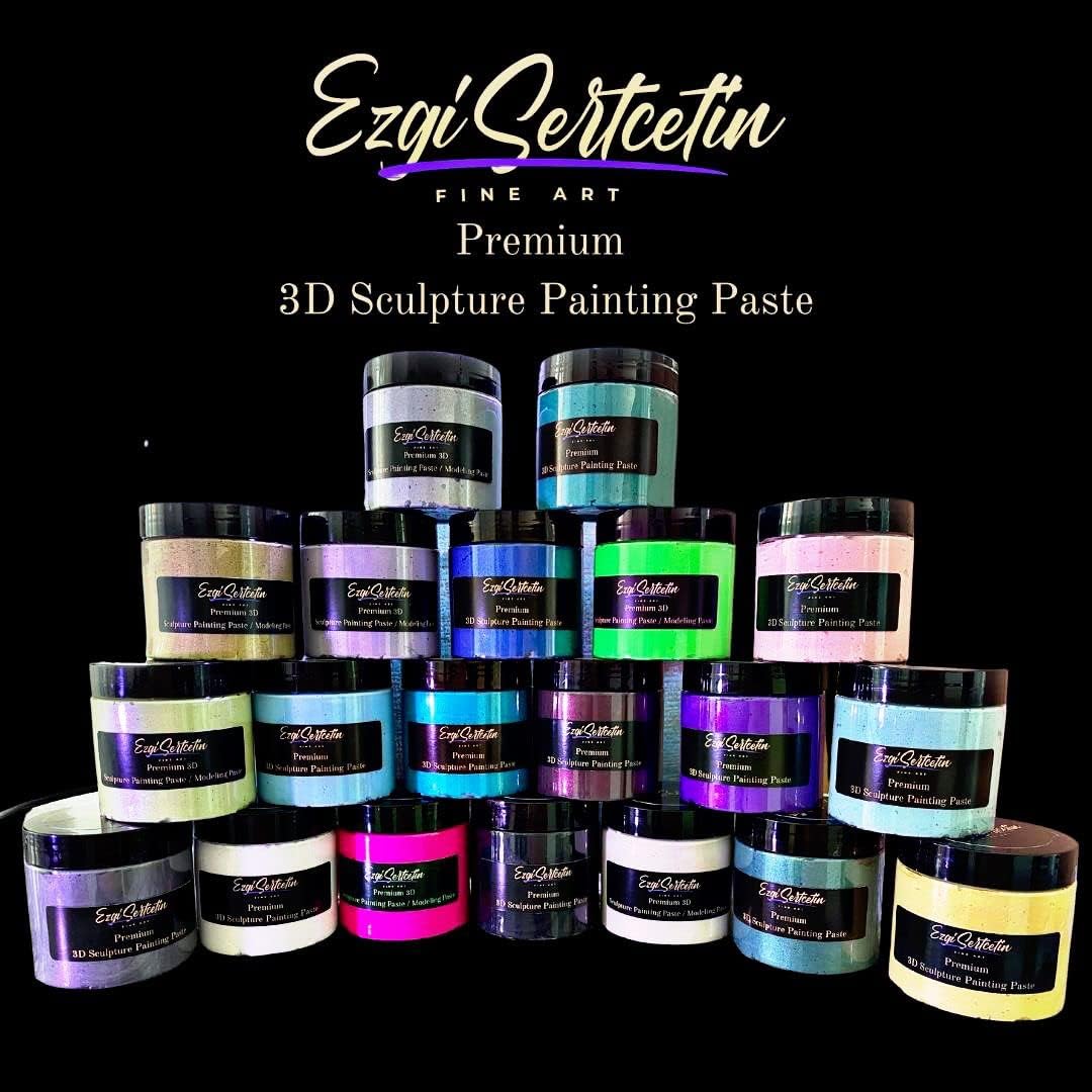 3D Sculpture Painting Paste|Texture Paste|Decorative Plaster|Ready to Use|Unique Colors|Ideal for Artwork|Stencil|Flowers|Texture|Art Relief|New Formula| 6 oz (Metallic Gray)