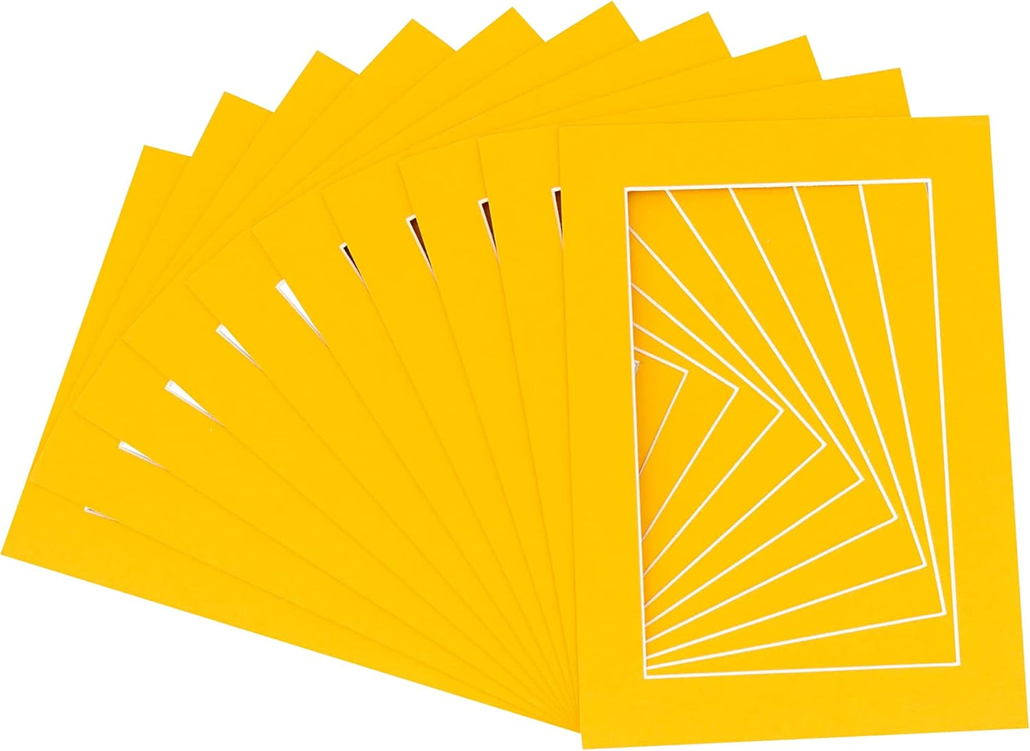 Pack of TEN 8x10 Mats Bevel Cut for 6x8 Photos - Acid Free Golden Orange Precut Matboards For Pictures, Photos, Framing - 4-ply Thickness