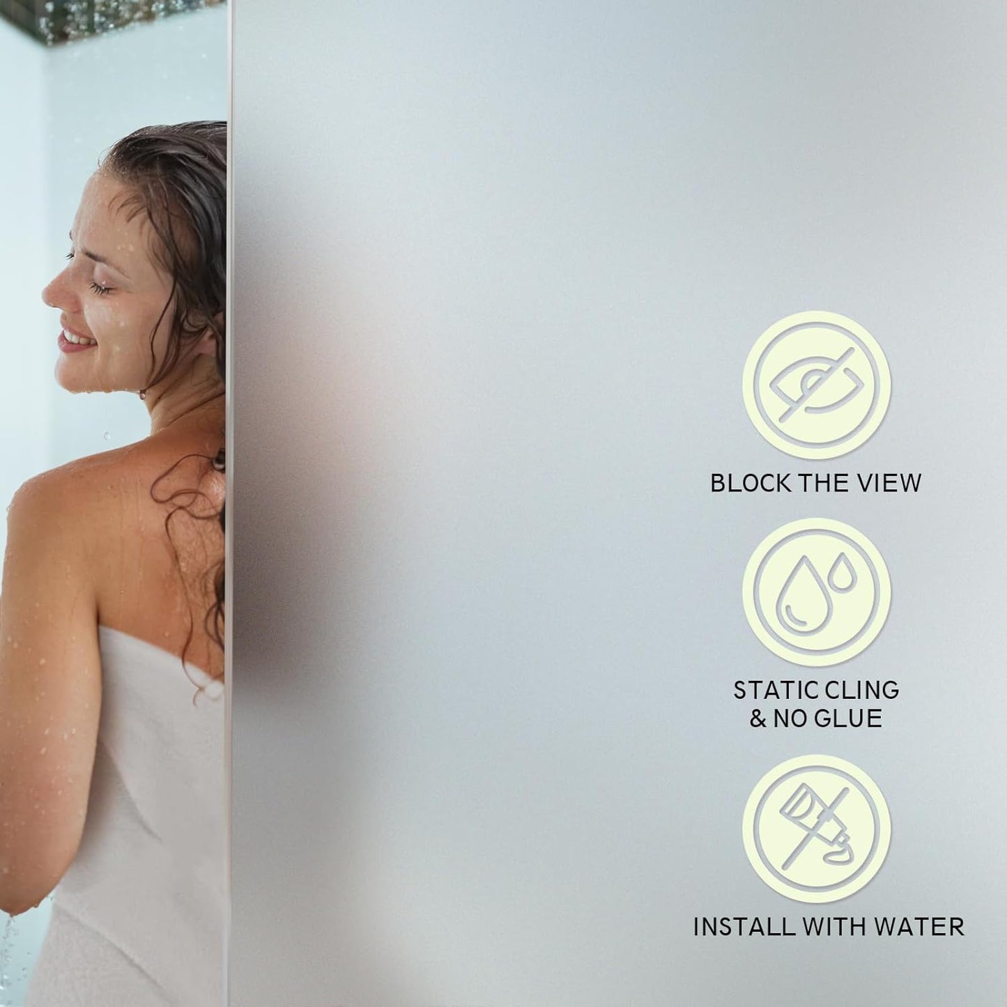 Frosted Glass Window Privacy Film - UV Sun Blocking Heat Control, Static Cling Removable & Reusable for Home, Bathroom, and Office (Frosted, 35.4 Inch x 6.5 Feet)