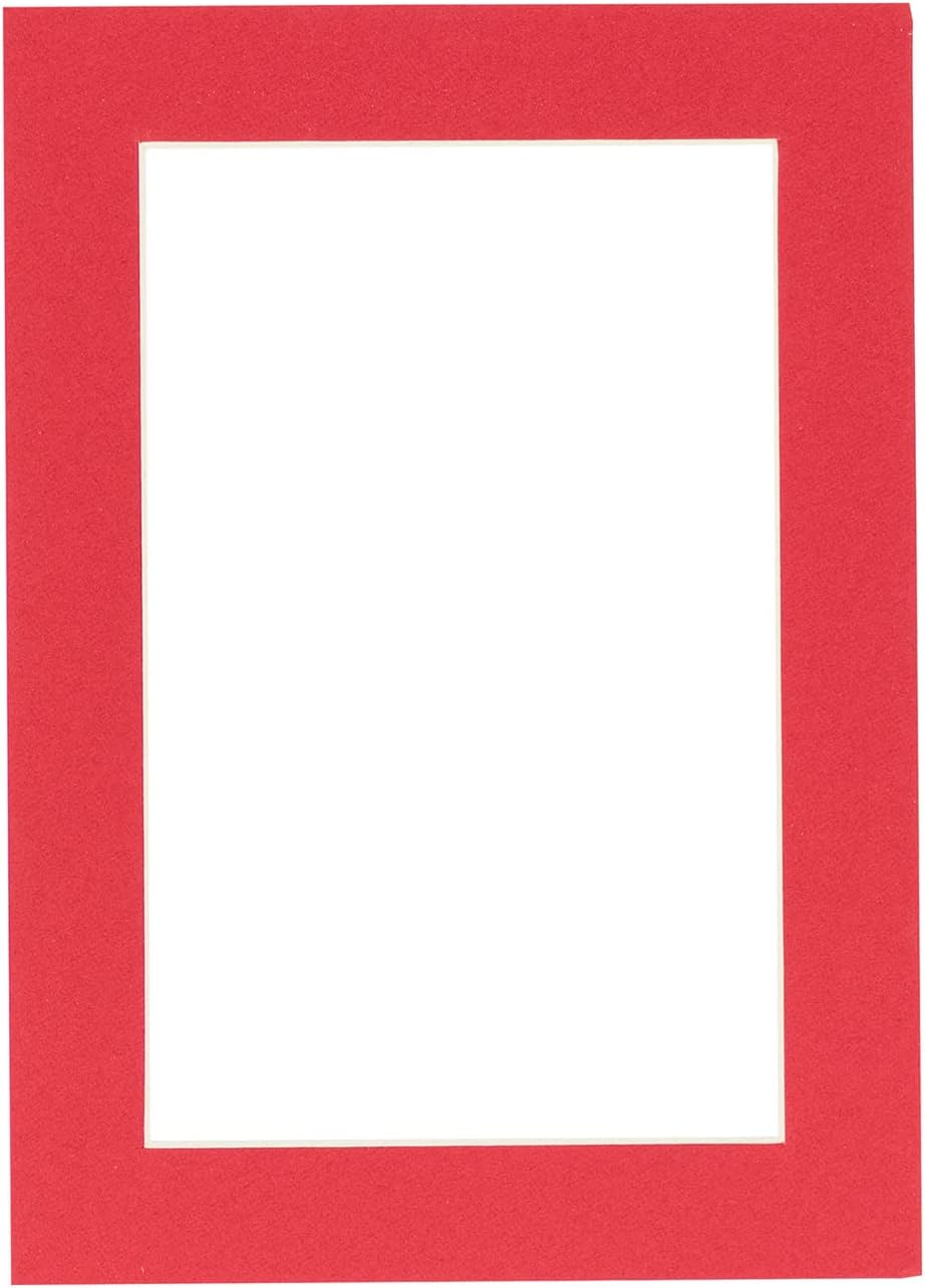 Poster Palooza 8x10 Mat Bevel Cut for 6x8 Photos - Acid Free Cardinal Red Precut Matboard - for Pictures, Photos, Framing - 4-ply Thickness