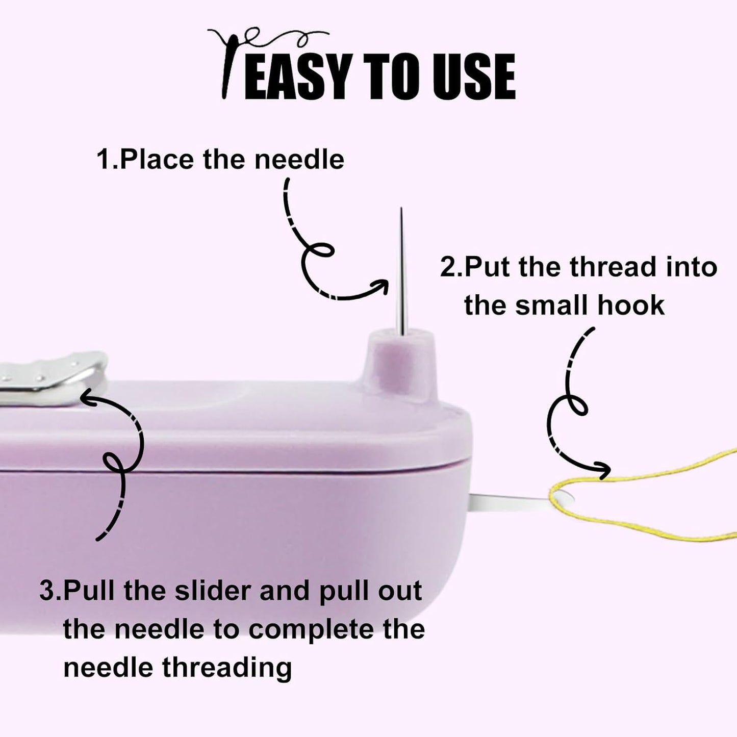 Needle Threaders, 2 in 1 Plug-in Needle Threader Seam Ripper Tool, Automatic Stretchable Seam Rippers for Sewing, Hand Quilling Supplies,Embroidery Stitch Removal (Purple/Yellow)