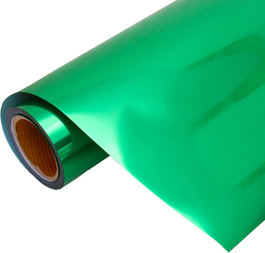 Threadart Metallic Green Heat Transfer Vinyl Film | Custom Cut Roll 20" Wide by The Yard | Compatible with Venture Explore and Maker, Silhouette Cameo, & Large Format Cutters