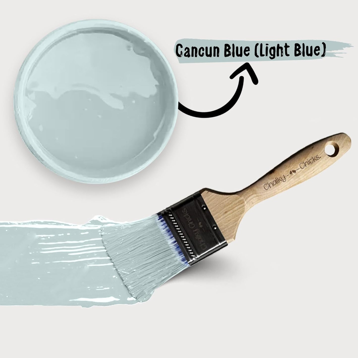 Chalky Chicks All-in-One Chalk Paint for Furniture or Cabinet - 8Fl Oz - Matte Finish Cancun Blue (Light Blue) for Metal, Wood Furniture Paint - No Sanding All-in-One for Home Decor & Crafts, USA Made