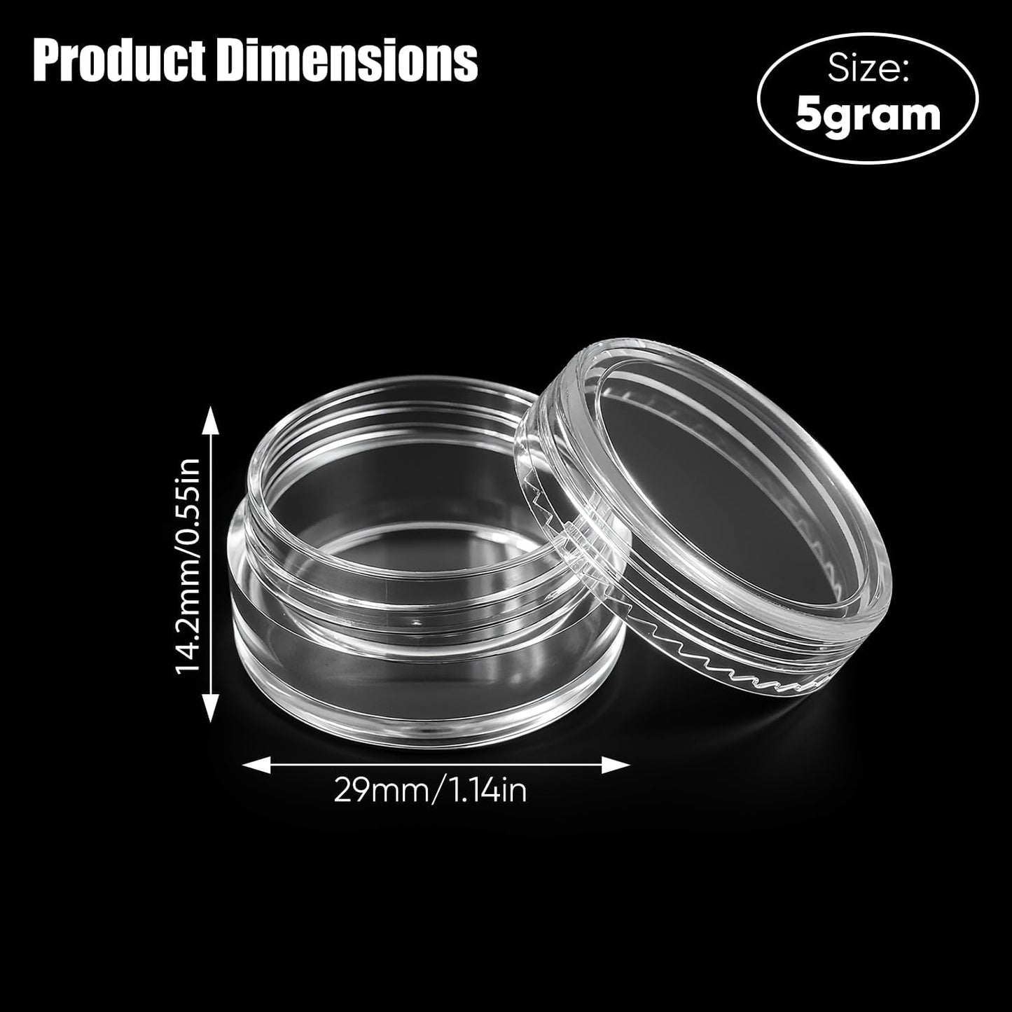 5g Cosmetic Sample Jars with Lids, 50 Pack Clear Small Plastic Containers for Skincare, Face Cream & Lip Balm, BPA-Free, Refillable Travel Size Containers