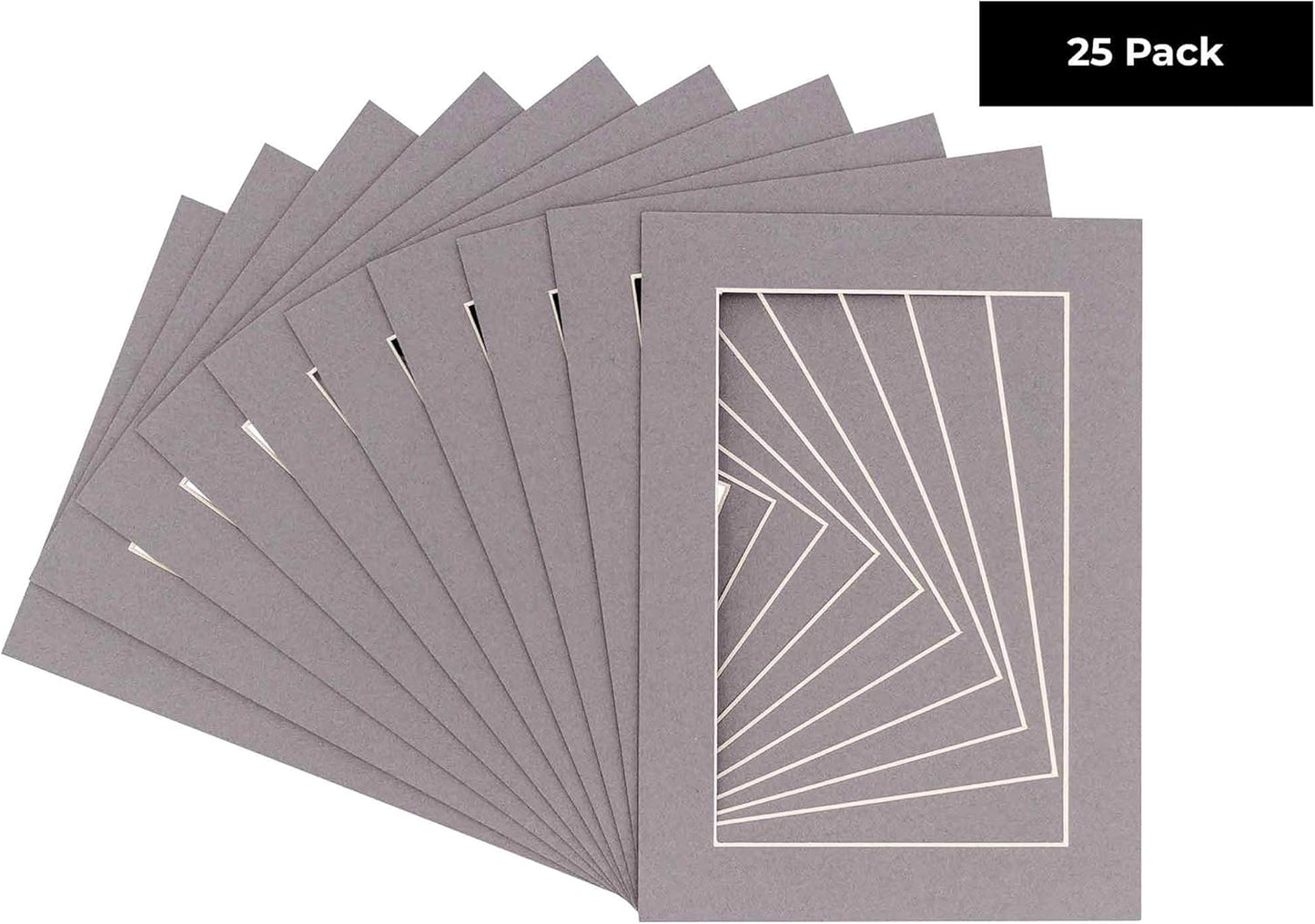 5x7 Mat for 8.5x11 Frame - Precut Mat Board Acid-Free Charcoal 5x7 Photo Matte Made to Fit a 8.5x11 Picture Frame, Premium Matboard for Family Photos, Show Kits, Art, Picture Framing, Pack of 25 Mats
