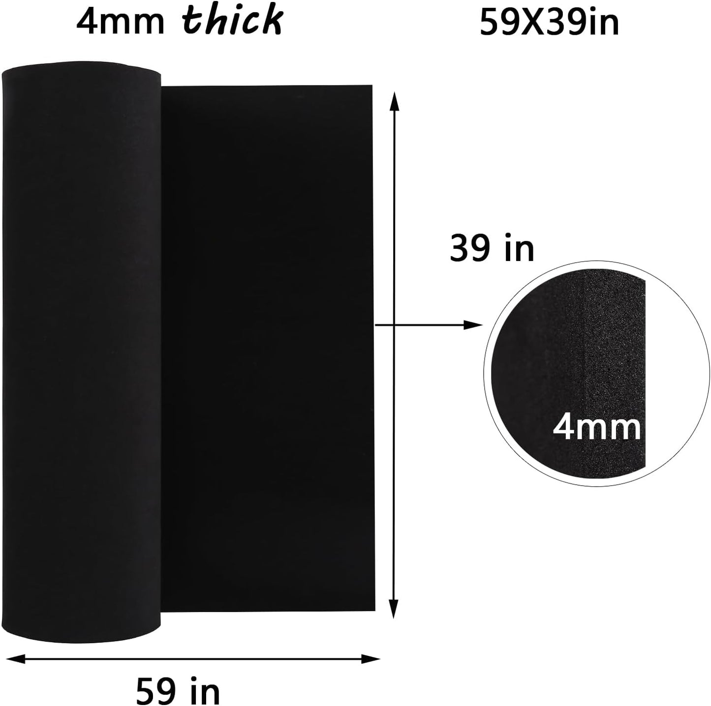 AMZQNART EVA Foam 4mm, Cosplay Foam 39x59 inch Black, High Density 90 kg/m³, for Craft Projects Cosplay Costumes, Fake Weapons, Decorations, Christmas, Easter, Thanksgiving, etc.