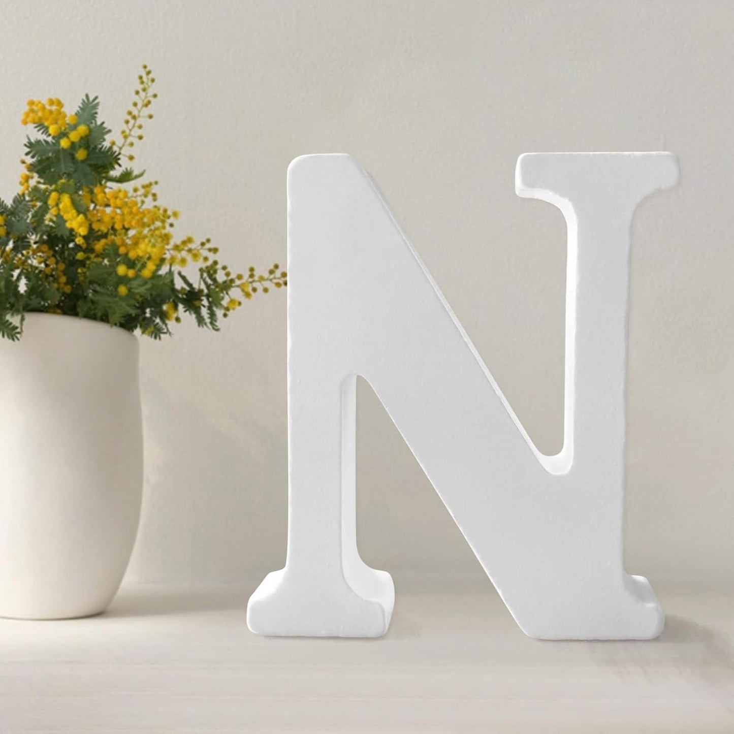 Wood Letters 4.3 Inch, White Unfinished Wood Letters for Graft, Wooden Letters for Wall Decor, Standing Letters for Bedroom, Home, Birthday, Party, DIY Graft (N)