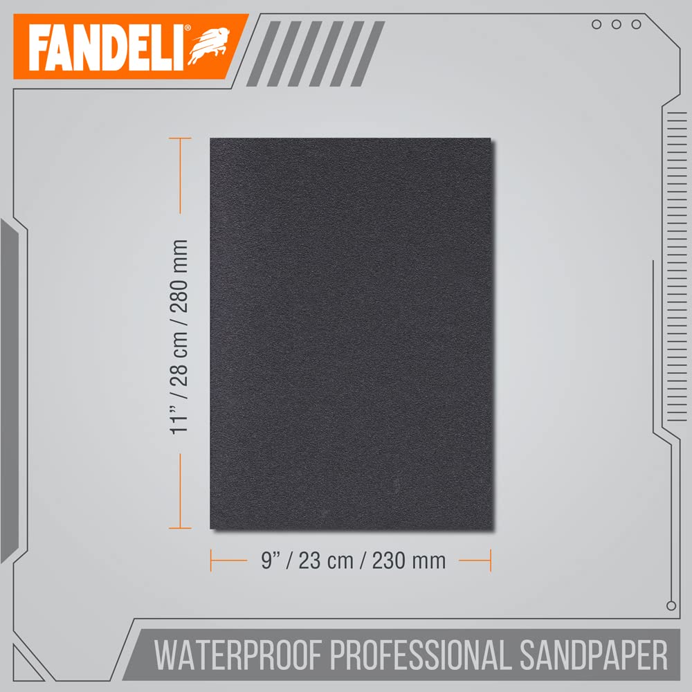 Fandeli | Waterproof Sandpaper | for Car Polishing, Wooden Furniture Sanding and Metal Sanding | Water Resistant (Assorted Grits (220, 320, 400)