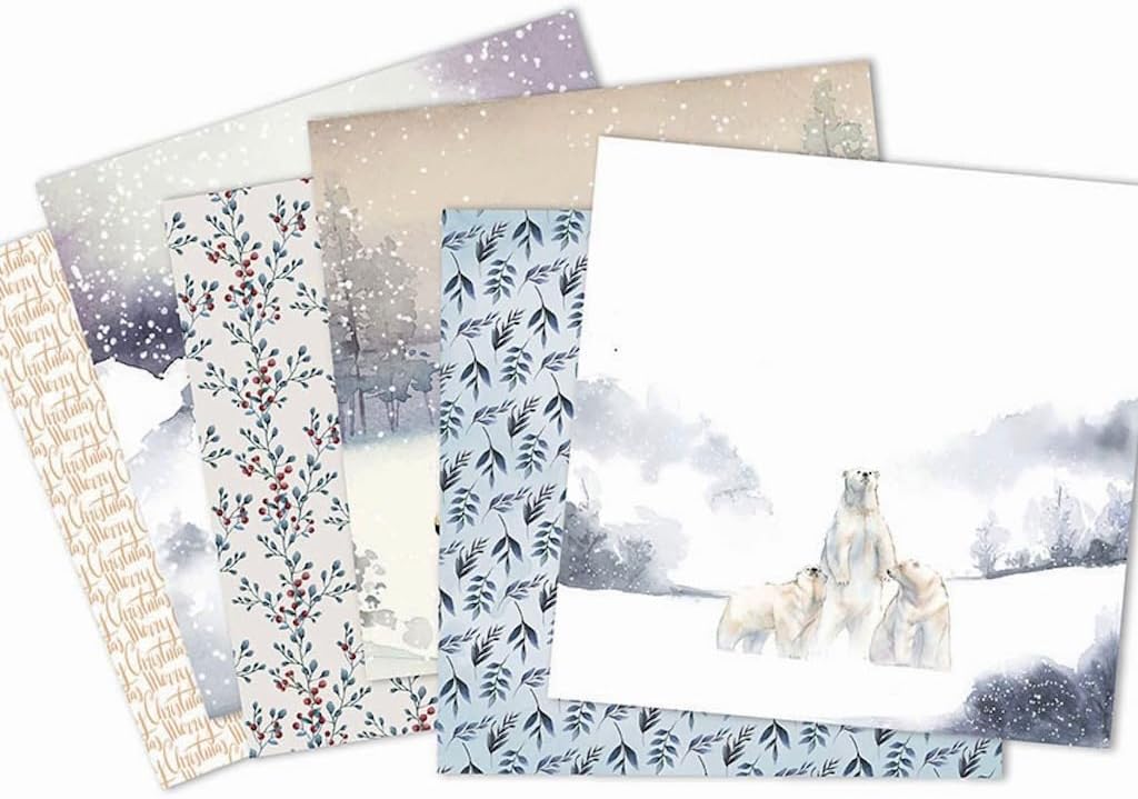 Winter Woodland Scrapbook Paper Pad 6x6 Inch – 24 Sheets (12 Double-Sided Designs) | Deer, Fox, Polar Bear, Plaid & Holiday Pattern Cardstock for Card Making, Scrapbooking & Junk Journals