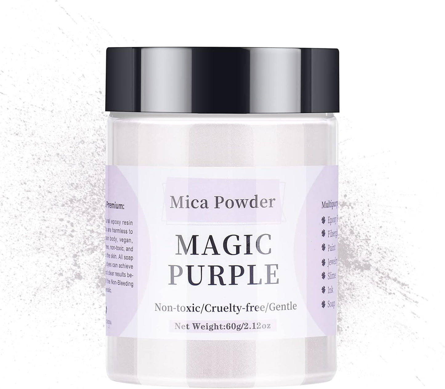 Magic Purple Mica Powder - 60g Mica Powder for Epoxy Resin - Pearl Pigment Powder Dye for Resin/Eye Shadow/Soap Making/Nails/Bath Bombs etc.