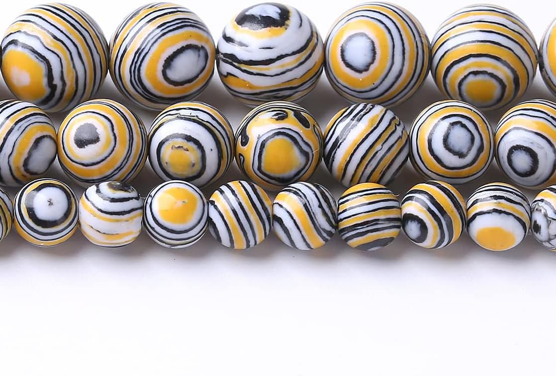 60PCS 6MM Yellow Malachite Beads Stone Beads Energy Healing Beads for DIY Jewelry Bracelet Necklace Making for Jewelry Making 15Inch