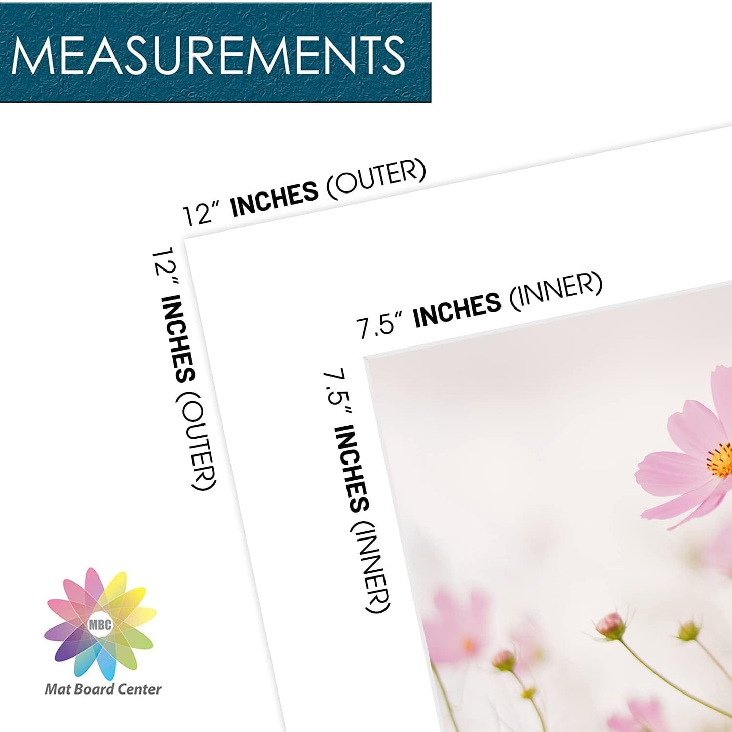 Mat Board Center, Pack of 10, 12x12 for 8x8 White Photo Picture Mats - Acid Free, 4-ply Thickness, White Core - for Pictures, Photos, Framing