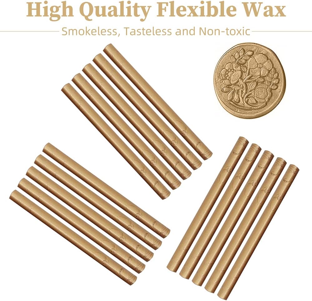 Wax Seal Sticks, Afobby 15 Pieces Glue Gun Sealing Wax Sticks for Wax Seal Stamp, Brown Wax Sealing Sticks for Wedding Invitations, Cards, Envelopes