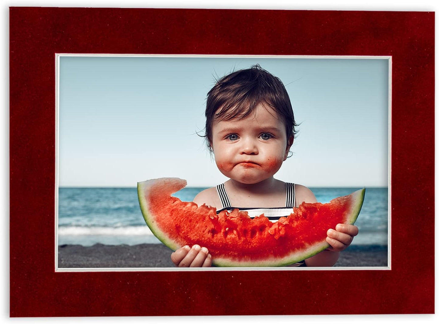 Poster Palooza Pack of Ten 8x10 Mats Bevel Cut for 6x8 Photos - Acid Free Bright Red Suede Precut Matboards for Pictures, Photos, Framing - 4-ply Thickness
