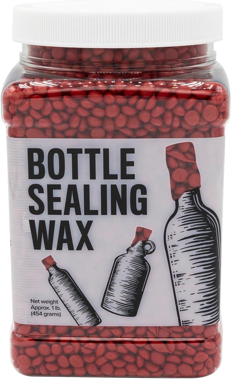 Blended Waxes, Inc. Bottle Sealing Wax Beads, Premium Pastille Wax Seal Beads For Wine, Beer, and Liquor Bottle Closure, Seals Between 25-30 Bottles, 1 lb, Red Metallic