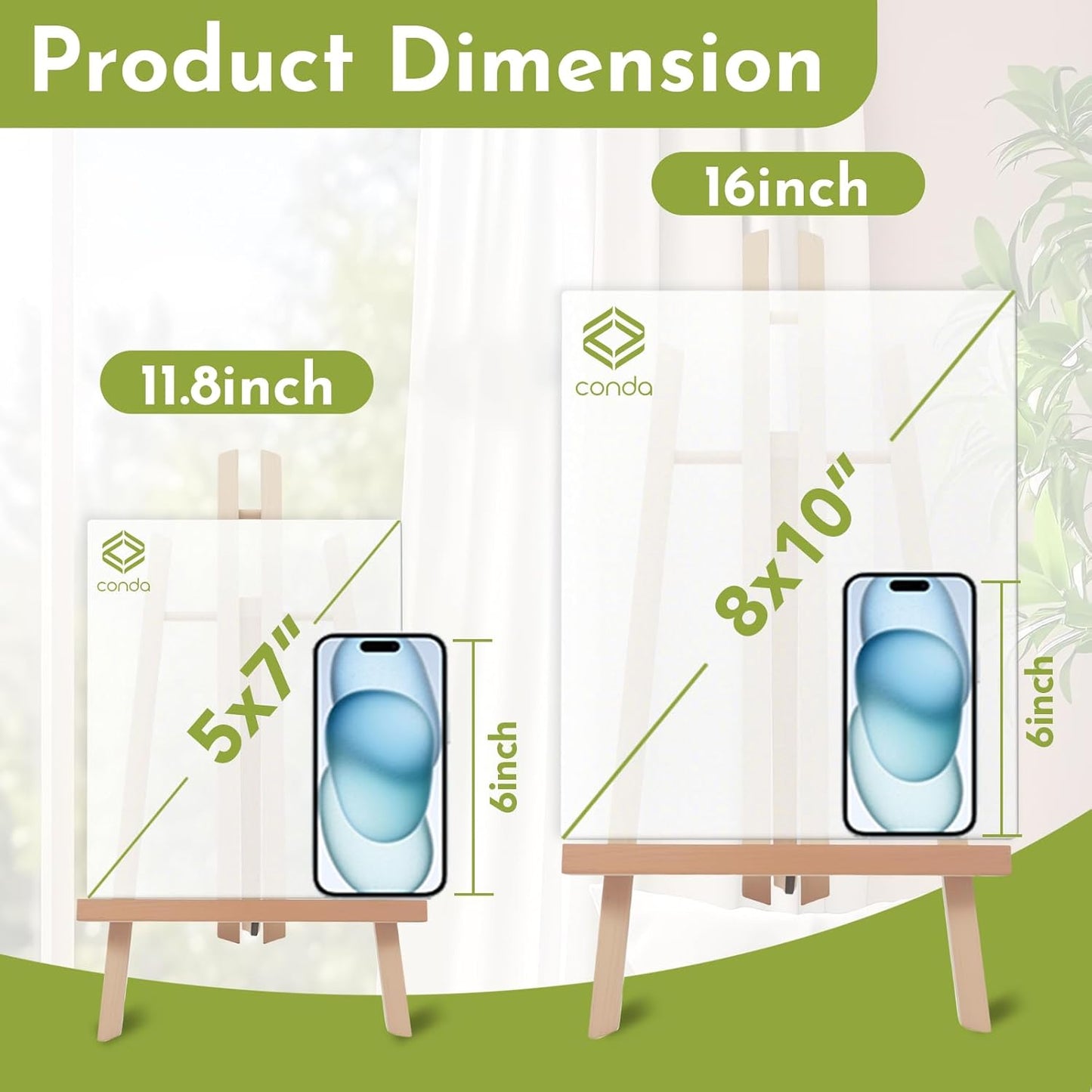 CONDA Tabletop Easel, Portable A-Frame Tripod Tabletop Easel Set for Painting Party & Displaying Canvases, Photos, Display Tripod Holder Stand for Students Kids Beginners（16 Pack 11.8 inch）