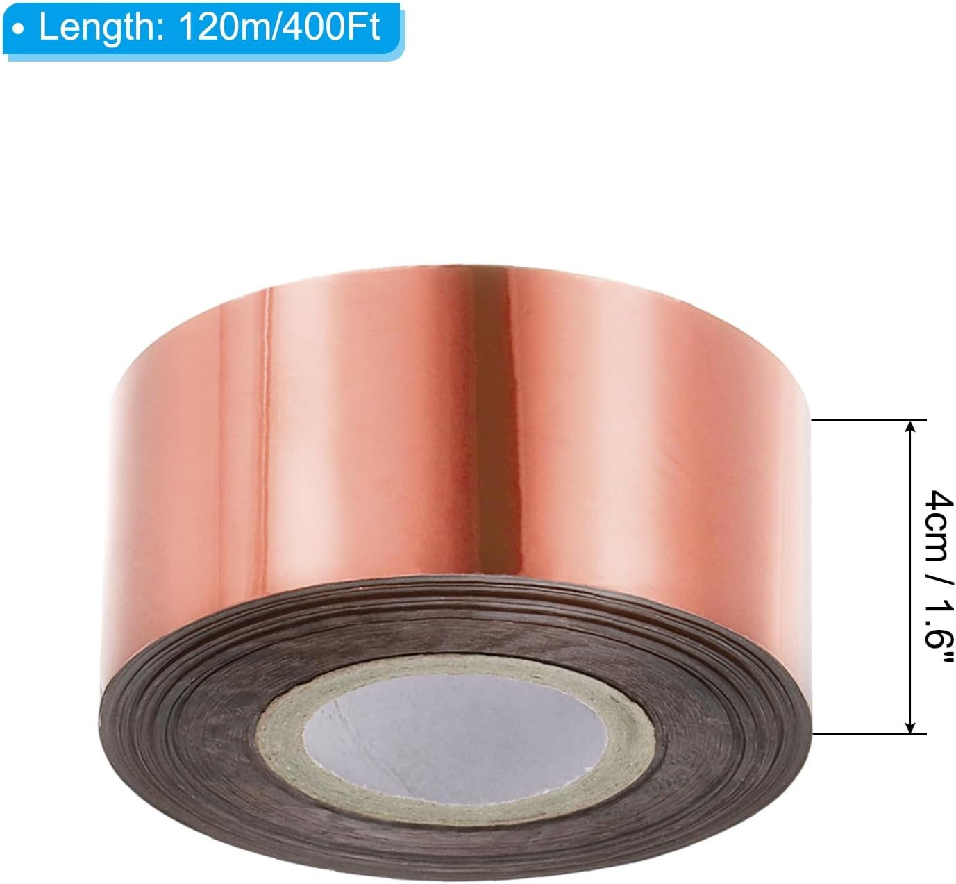 PATIKIL 1.6"x400Ft Hot Stamping Foil Paper,Heat Transfer Hot Stamping Paper Foil Roll for Leather DIY Logo Decor Craft Gift Card Package Scrapbook,Rose Gold
