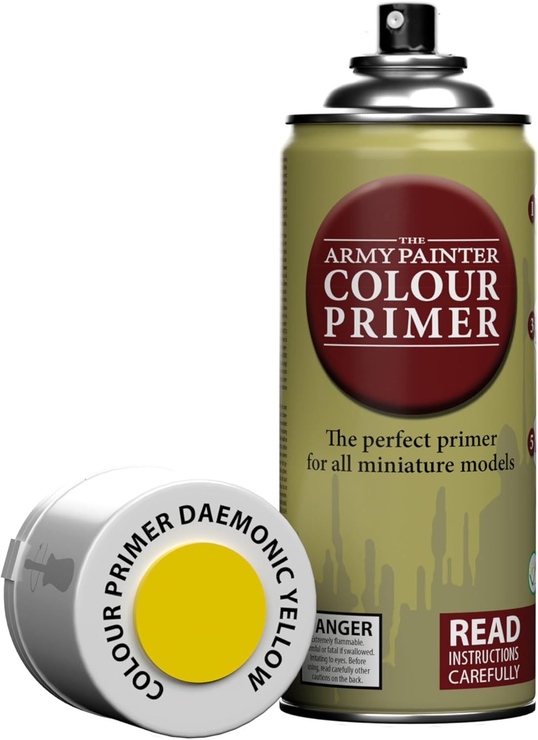 The Army Painter Color Primer Spray Paint, Daemonic Yellow, 400ml, 13.5oz - Acrylic Spray Undercoat for Miniature Painting - Spray Primer for Plastic Miniatures