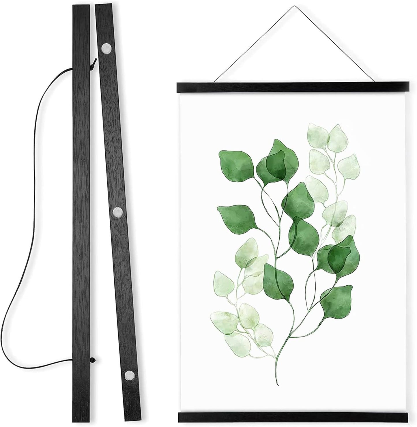 WITCOLOR Magnetic Poster Hanger Frame, 14 Inch Wide Black Wood Magnet Poster Frame for Posters, Prints, Photos, Pictures, Maps, Scrolls, and Canvas Artwork