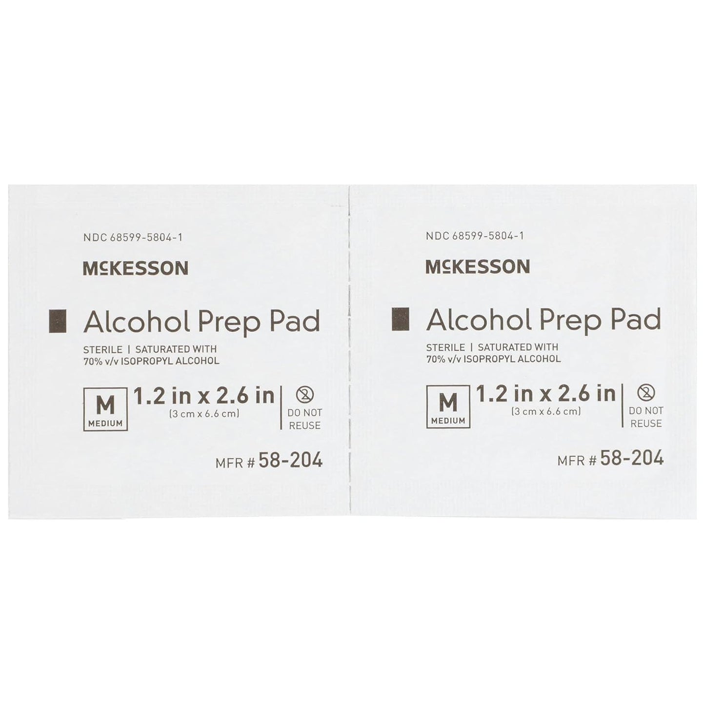 McKesson Alcohol Prep Pads [Pack of 200] 70% Isopropyl, Individually Wrapped Wipes, Sterile, Medical-Grade, First Aid, Medium