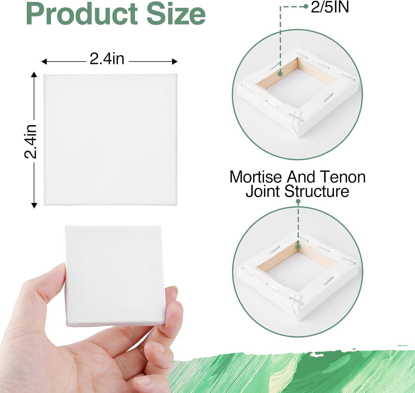 ESRICH Mini Canvas 40Pack 2.4x2.4inch, 2/5''Profile Art Primed Mini Canvases for Painting, Tiny Painting Canvas for Kids and Art Supplies.