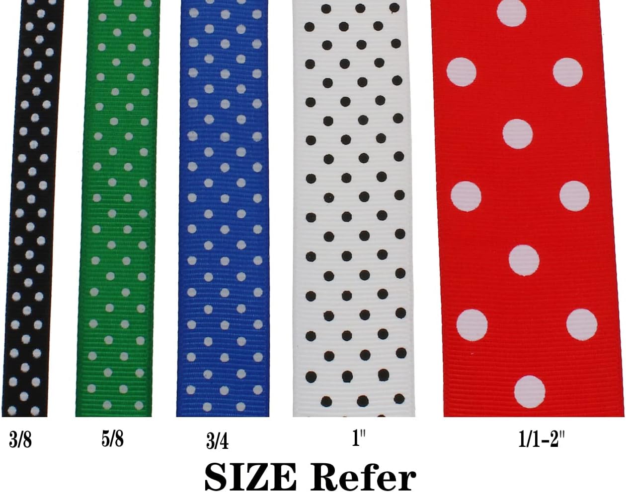 Polka Dot Grosgrain Ribbon 25 Yard Each Roll 100% Polyester (5/8", Green)