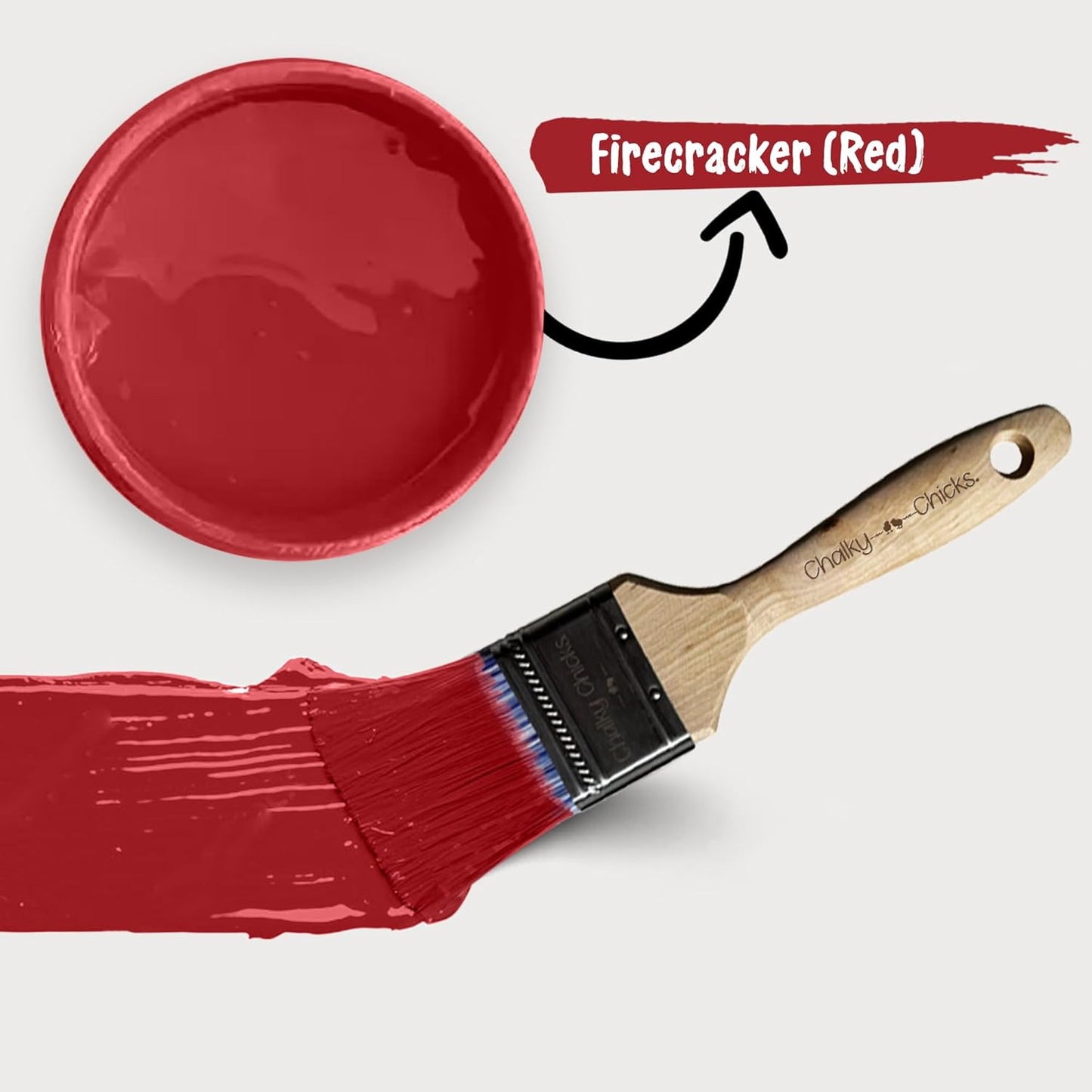 Chalky Chicks All-in-One Chalk Paint for Furniture or Cabinet - 8 Fl Oz - Matte Finish Firecracker (Red) for Metal, Wood Furniture Paint - No Sanding All-in-One for Home Decor & Crafts, USA Made
