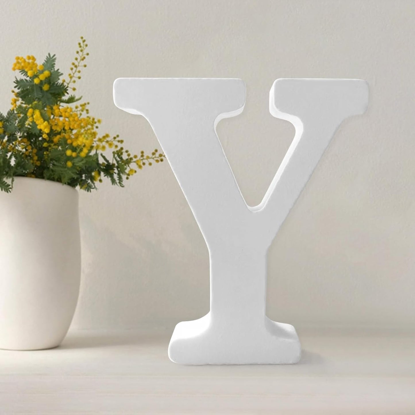 Wood Letters 4.3 Inch, White Unfinished Wood Letters for Graft, Wooden Letters for Wall Decor, Standing Letters for Bedroom, Home, Birthday, Party, DIY Graft (Y)