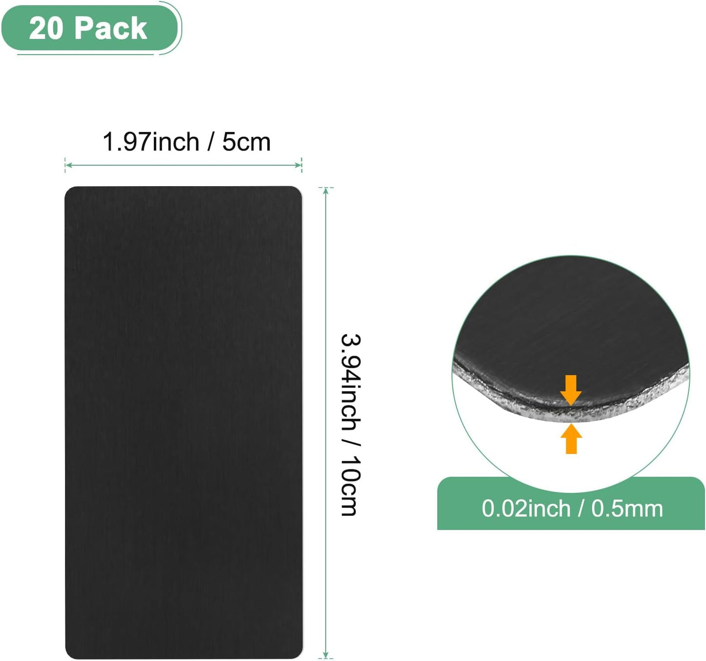 20-Pack Anodized Aluminium Laser Engraved Mount Metal Plate 4x2x0.02 Inch Engraver Blank Anodized Aluminum Sheets for DIY Laser Printing/Home/Office[Black]
