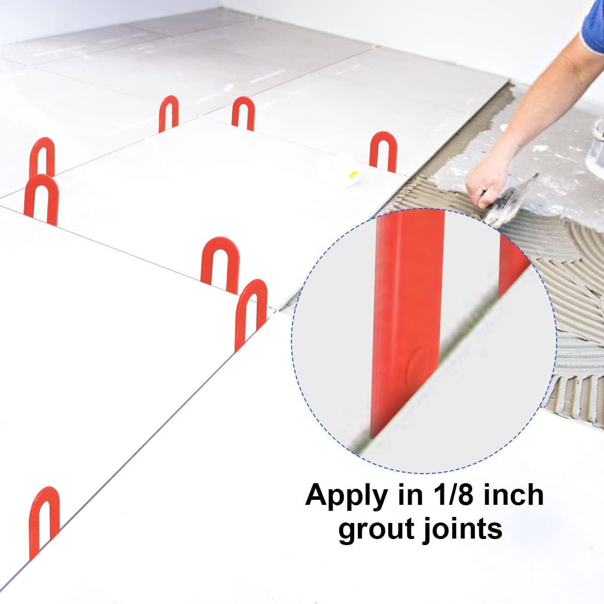DGSL Tile Leveling System Tile Spacers 1/8 Inch, 300 pieces Horseshoe Shim U Shape Plastic Tile Leveling Clips for Various Types of Tile Leveling