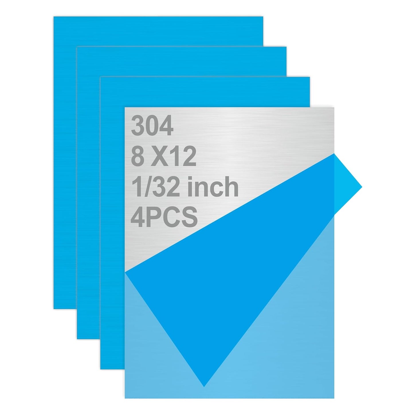 4PCS 8”x12”x1/32” 304 Stainless Steel Sheets Plate, 304 Metal Stainless Steel Sheet Strip Plate (Brushed Finish) for Industry Machinery, DIY Engineer, Decoration