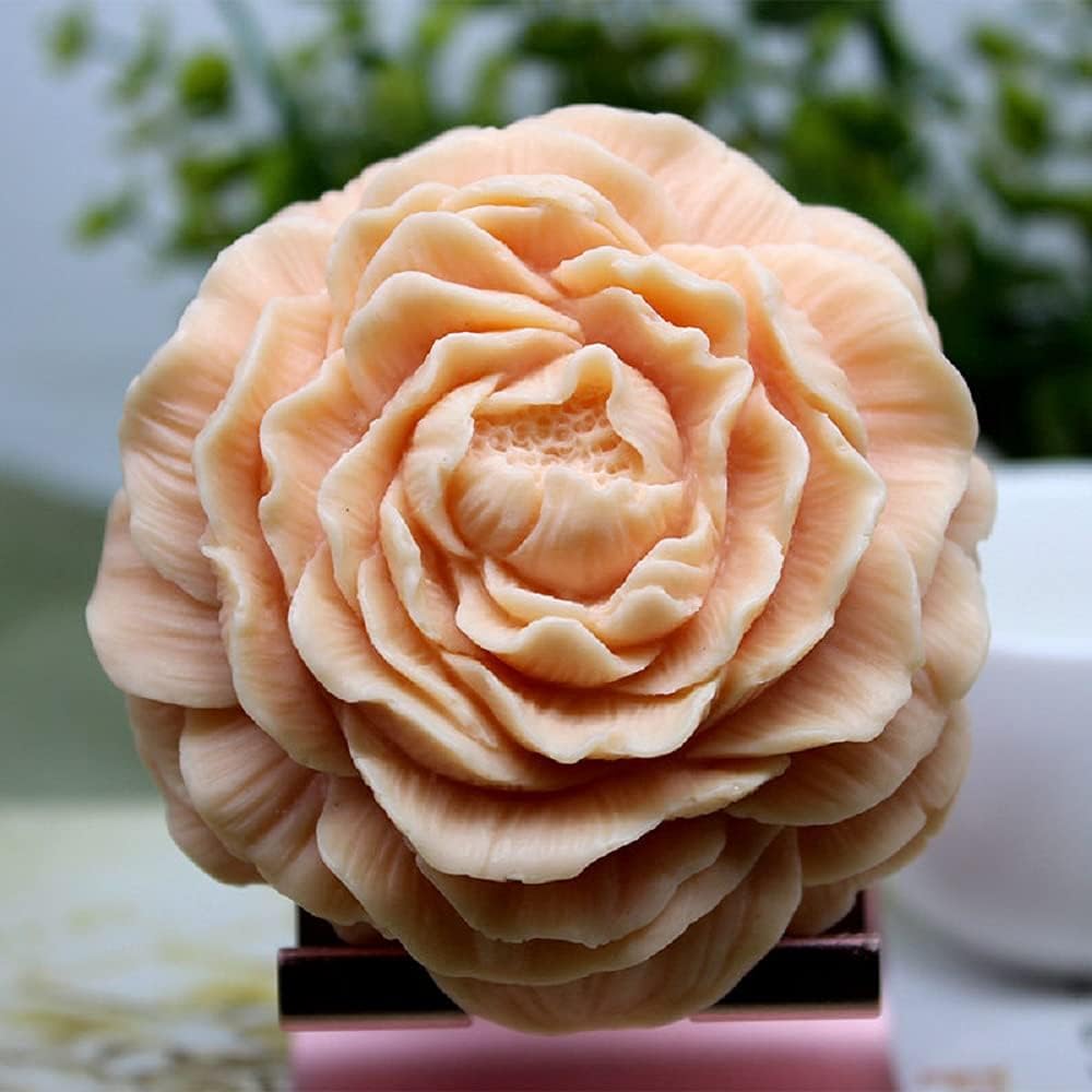 3 inch Peony Flower Handmade Soap Mold Flower Mold Soap Making Molds Peony Silicone Mold for Resin Candle Mold Peony Flower Cake Decoration Mold Round Shape Soap Mold