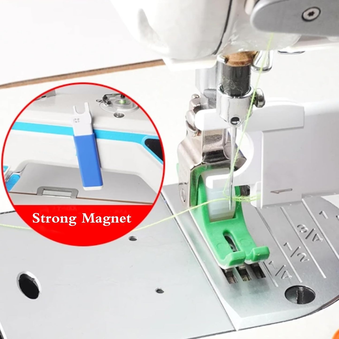 YICBOR Upgraded Automatic Sewing Machine Needle Threader with Strong Magnet, Stitch Insertion Tool with 1pcs Replacement Hooks Quick for Industrial Single Lockstitch Sewing Machine(red)