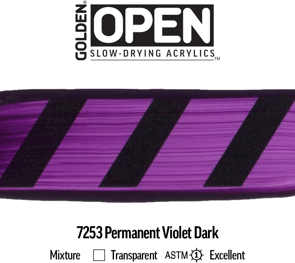 OPEN Slow-Drying Acrylics by GOLDEN, Permanent Violet Dark, 5 fl oz. tube, Professional Acrylic Paint, Transparent