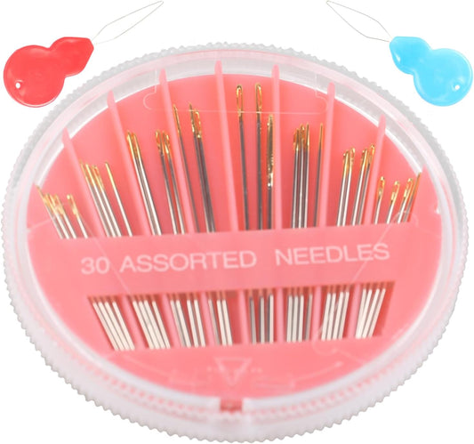 Eketirry Premium Hand Sewing Needles，2 Pack 30-Count Assorted Needles for Sewing Repair, 6 Different Sizes Sewing Needles with 2 Threaders (Pink, 2)