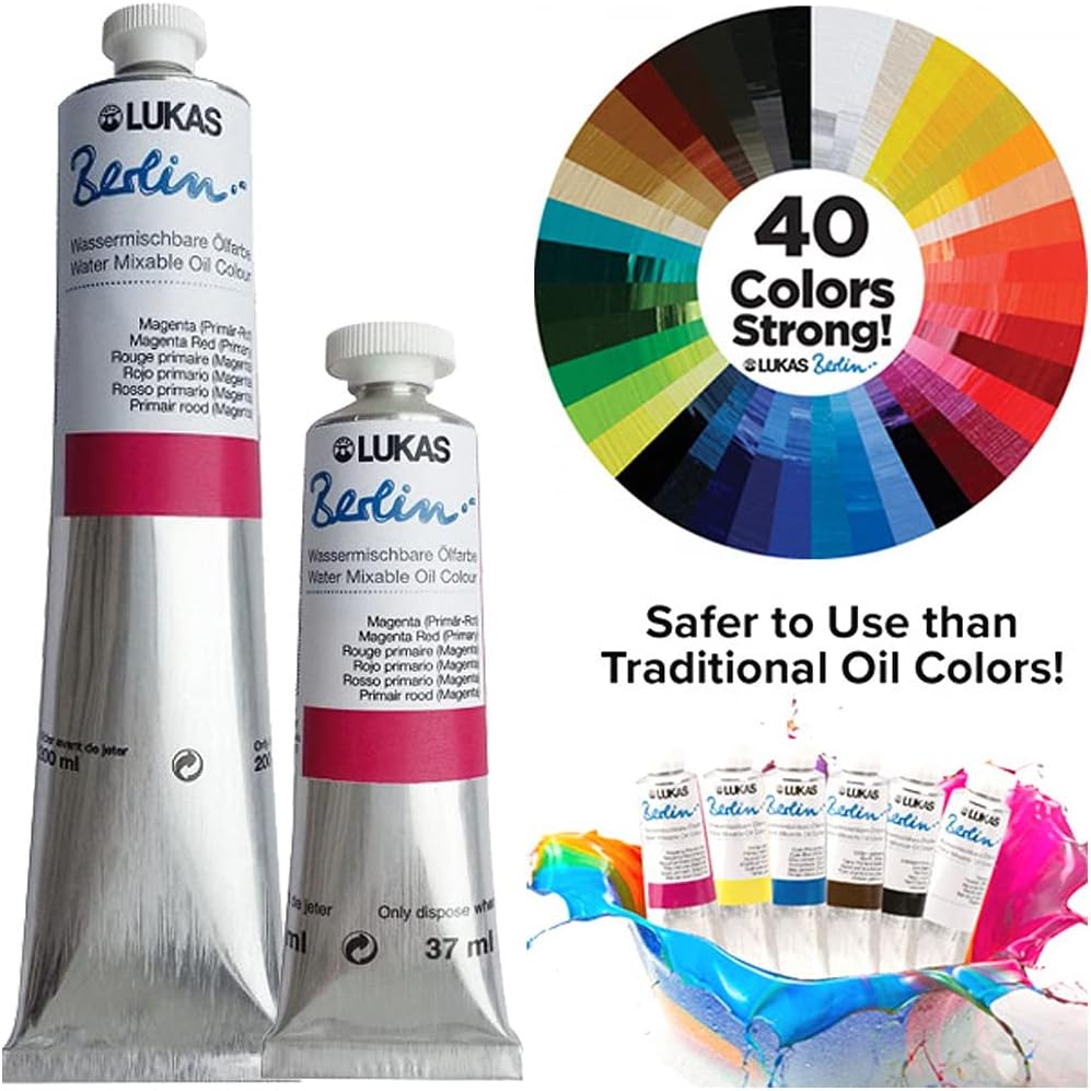 Lukas Water Mixable Oil Paint - Eco-Friendly, 37ml Browns Set of 6, Solvent-Free Artist Oil Paint with Lightfast Pigments and Beeswax for Smooth Consistency, Water Soluble, Quick-Drying
