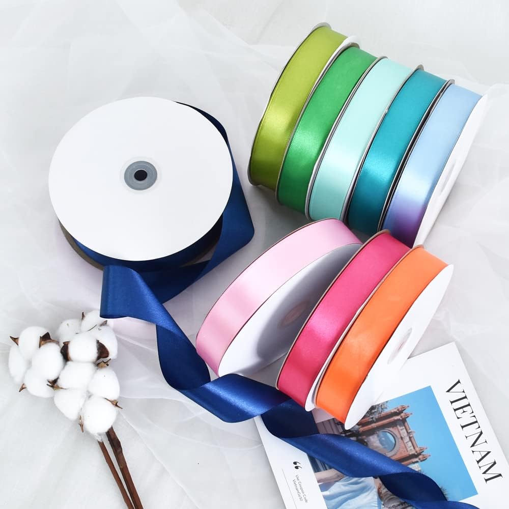 TONIFUL 1 Inch x 100yds Shocking Pink Satin Ribbon, Thin Solid Color Satin Ribbon for Gift Wrapping, Crafts, Hair Bows Making, Wedding Party Decoration, Invitation Cards, Floral Bouquets